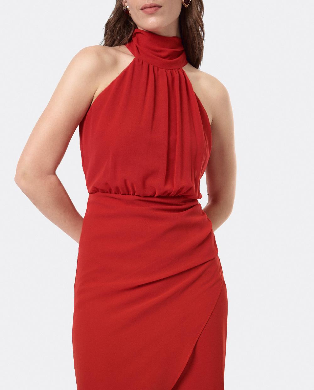 Cuplé VESTIDO ESCOTE HALTER GASA ROJO Oferta especial de fábrica