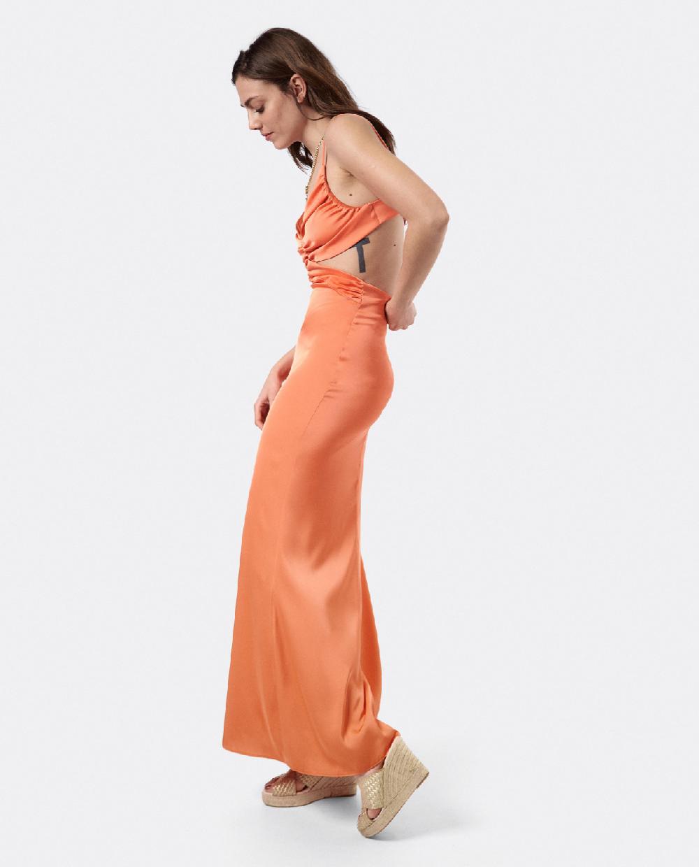 Cuplé VESTIDO ESCOTE DRAP SEDÍN NARANJA Liquidación