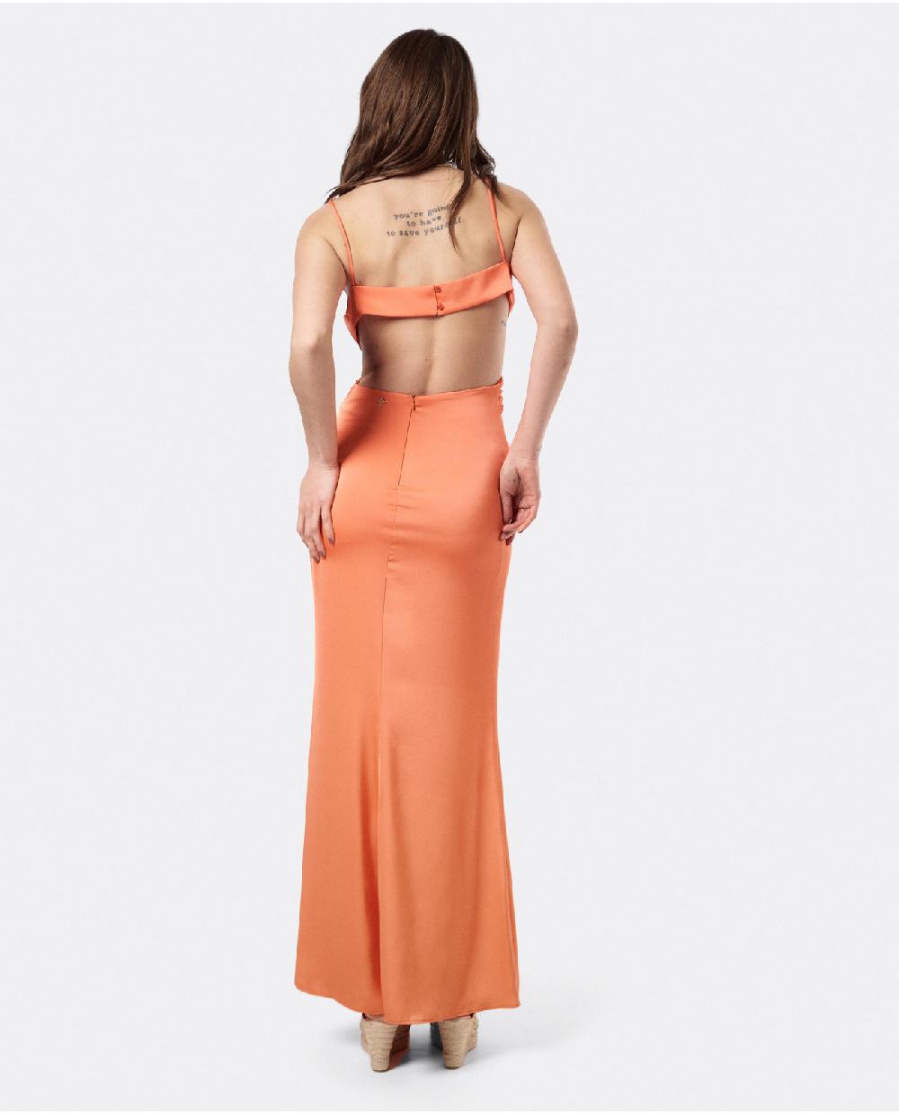Cuplé VESTIDO ESCOTE DRAP SEDÍN NARANJA Liquidación