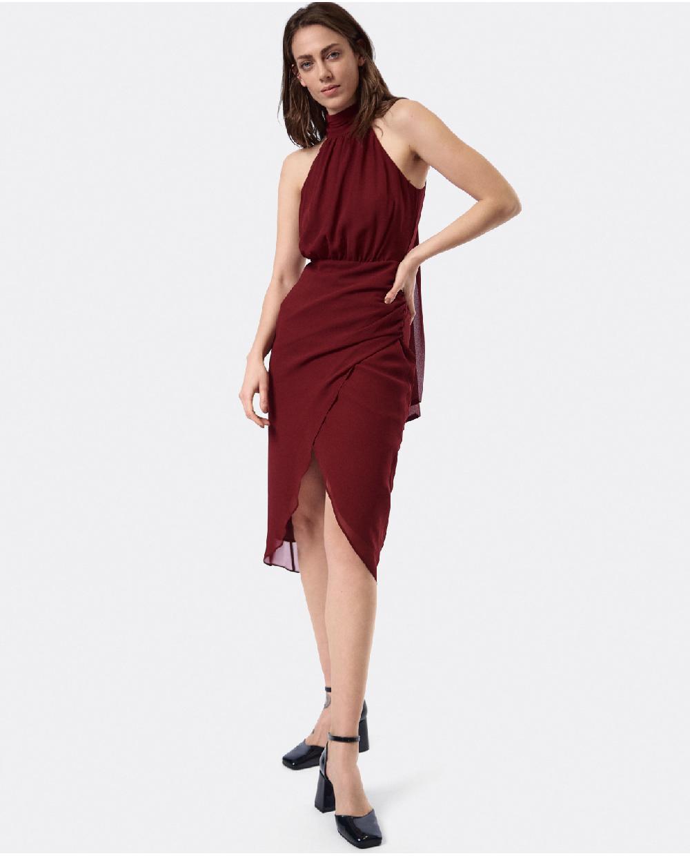 Cuplé VESTIDO ESCOTE HALTER GASA BURDEOS Limitado a 3 días
