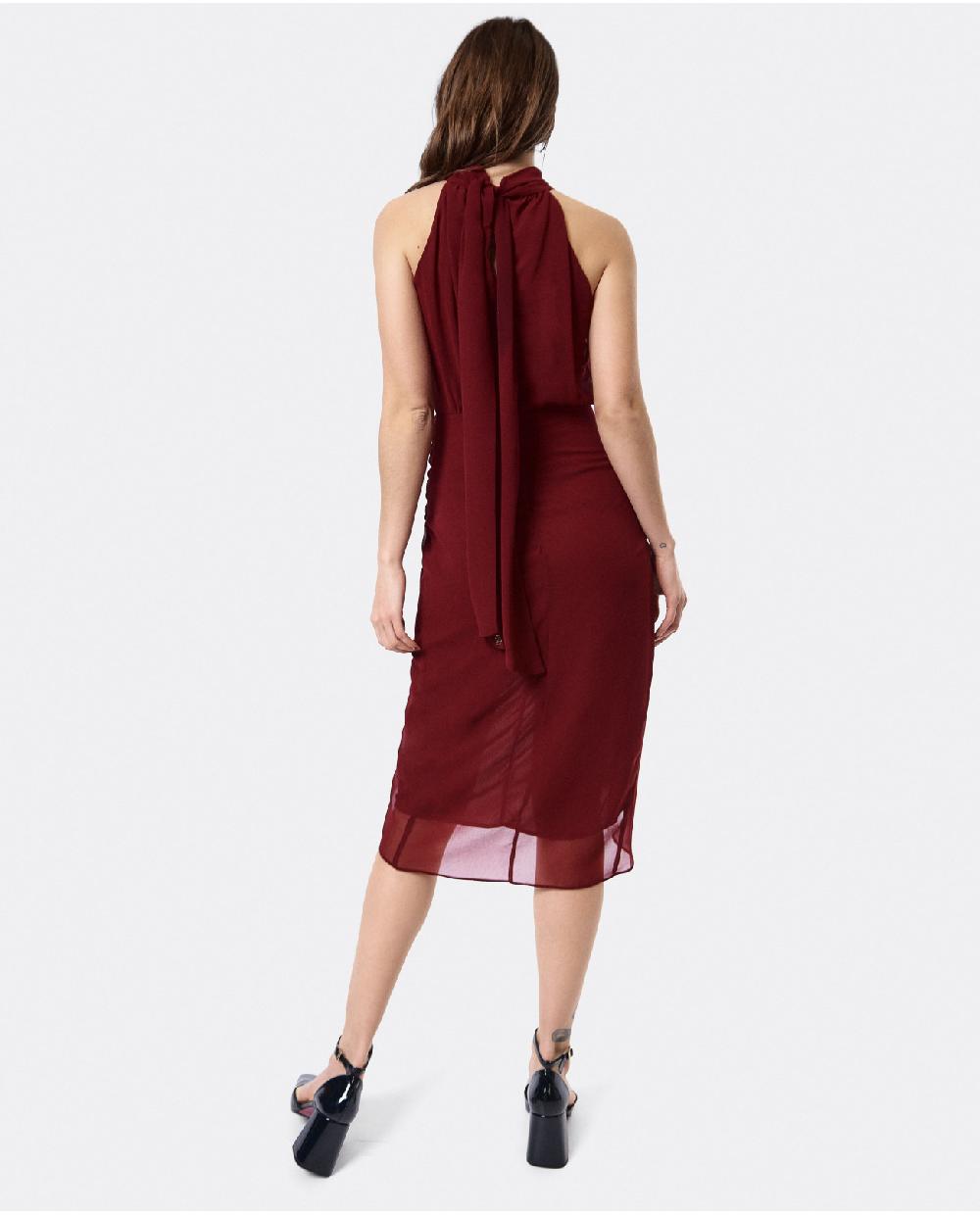 Cuplé VESTIDO ESCOTE HALTER GASA BURDEOS Limitado a 3 días