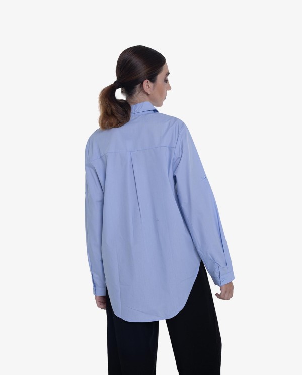 Cuplé CAMISA ASIMÉTRICA DE POPELÍN AZUL CIELO Outlet