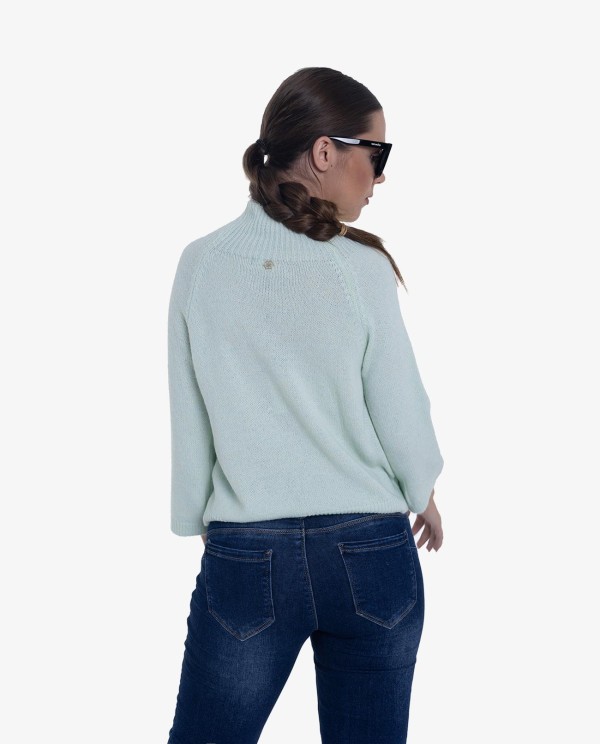 Cuplé JERSEY DE PUNTO VERDE CON CUELLO ALTO Y MANGAS TRES CUARTOS Rebajas