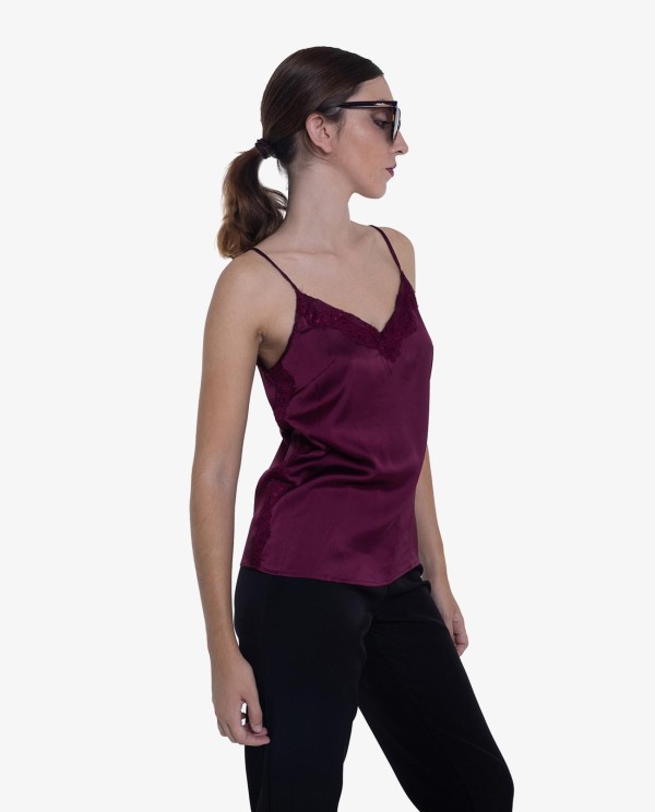 Cuplé TOP LENCERO DE ENCAJE BURDEOS En oferta