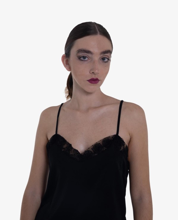 Cuplé TOP LENCERO NEGRO CON DETALLES DE ENCAJE Rebajas baratas