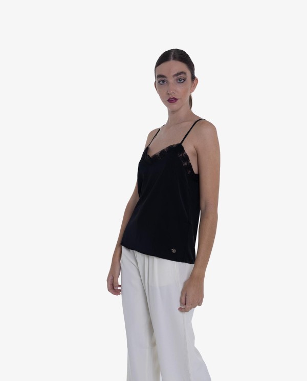 Cuplé TOP LENCERO NEGRO CON DETALLES DE ENCAJE Rebajas baratas