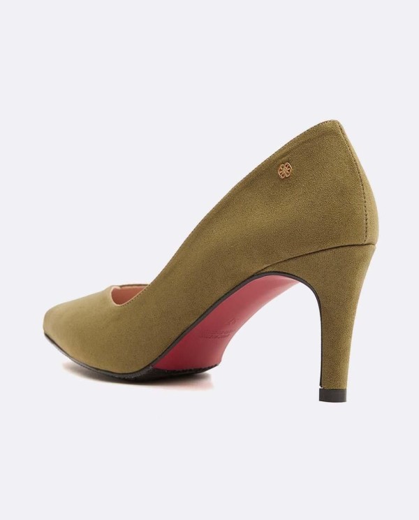 Cuplé SALÓN KAKI DE ULTRASUEDE CON PUNTA FINA Y TACÓN MEDIO Descuento