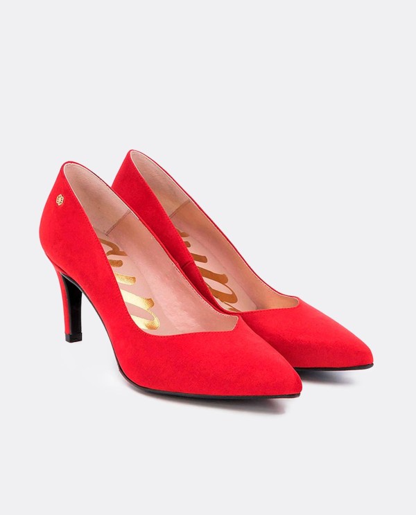 Cuplé SALÓN ROJO DE ULTRASUEDE CON PUNTA FINA Y TACÓN MEDIO Liquidación