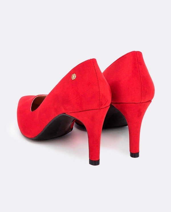 Cuplé SALÓN ROJO DE ULTRASUEDE CON PUNTA FINA Y TACÓN MEDIO Liquidación