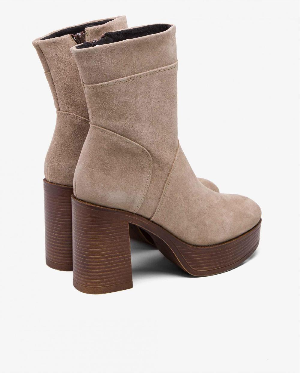 Cuplé BOTÍN BEIGE DE SERRAJE CON PLATAFORMA Y TACÓN ANCHO Rebajas top