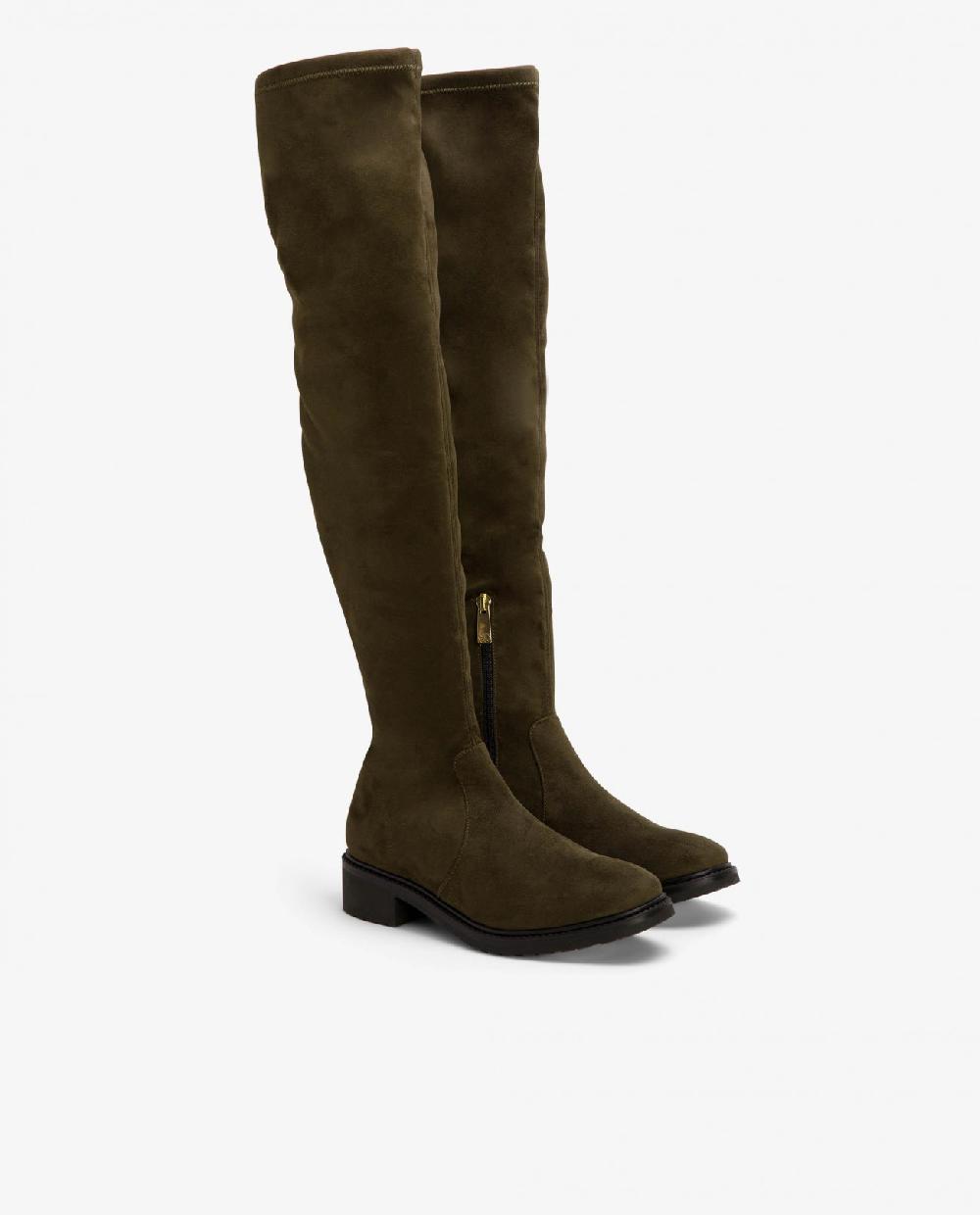 Cuplé BOTA ALTA DE ULTRASUEDE COLOR VERDE CON TACÓN BAJO COMPRAR AHORA