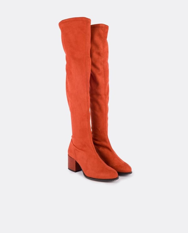 Cuplé BOTA MOSQUETERA TEJA DE ULTRASUEDE ELÁSTICO CON TACÓN MEDIO Precio de fábrica