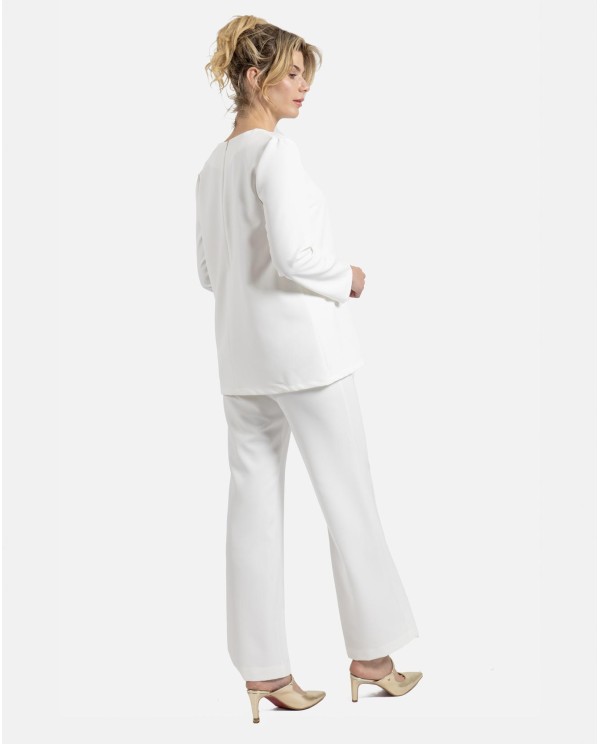 Cuplé PANTALÓN RECTO CREP BLANCO Precio ultrabajo