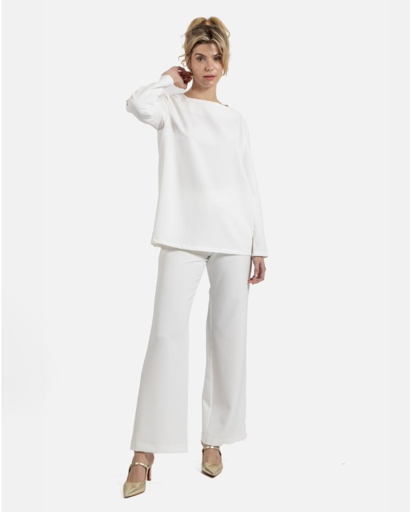 Cuplé PANTALÓN RECTO CREP BLANCO Precio ultrabajo