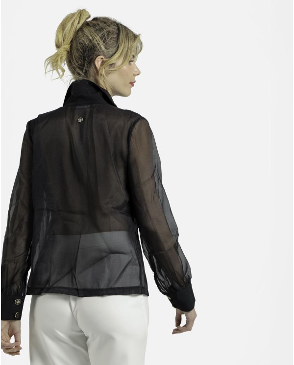 Cuplé CAMISA TRANSPARENCIAS ORGANZA NEGRO Devoluciones gratuitas