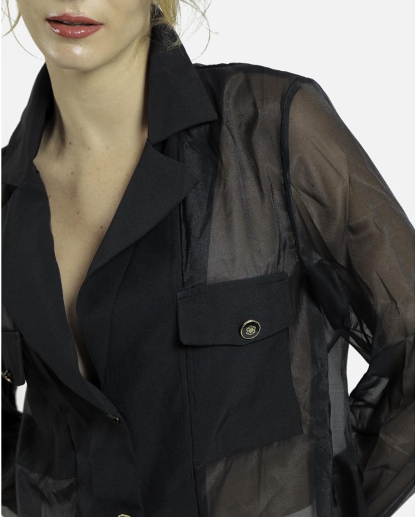 Cuplé CAMISA TRANSPARENCIAS ORGANZA NEGRO Devoluciones gratuitas