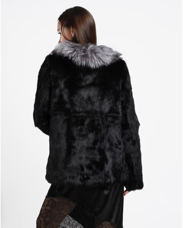 Cuplé ABRIGO SOLAPA PELO NATURAL NEGRO Outlet