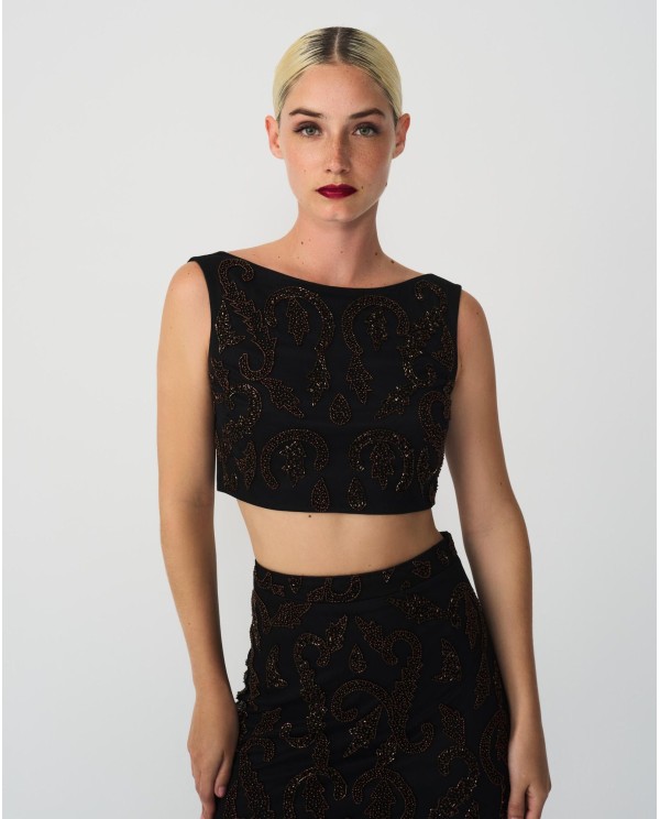 Cuplé CONJUNTO TOP FALDA GASA NEGRO Rebajas baratas