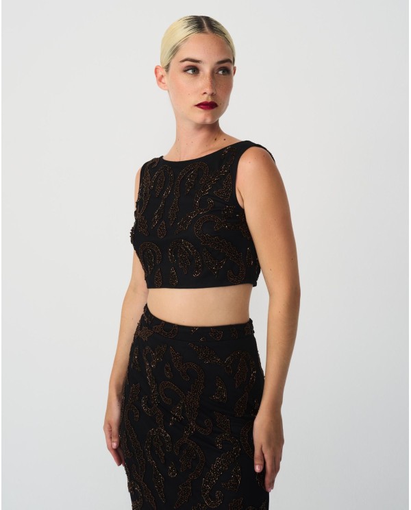 Cuplé CONJUNTO TOP FALDA GASA NEGRO Rebajas baratas