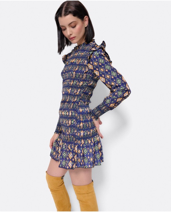 Cuplé VESTIDO ELASTICO GASA GEOMETRICO AZUL Rebajas de fábrica