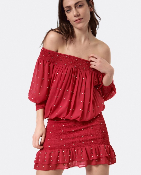 Cuplé VESTIDO CUELLO BARCA GASA FUCSIA Los más vendidos