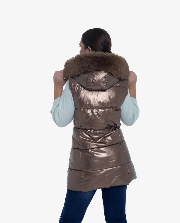 Cuplé CHALECO ACOLCHADO DE NYLON BRONCE CON DETALLES DE PELO Rebajas top