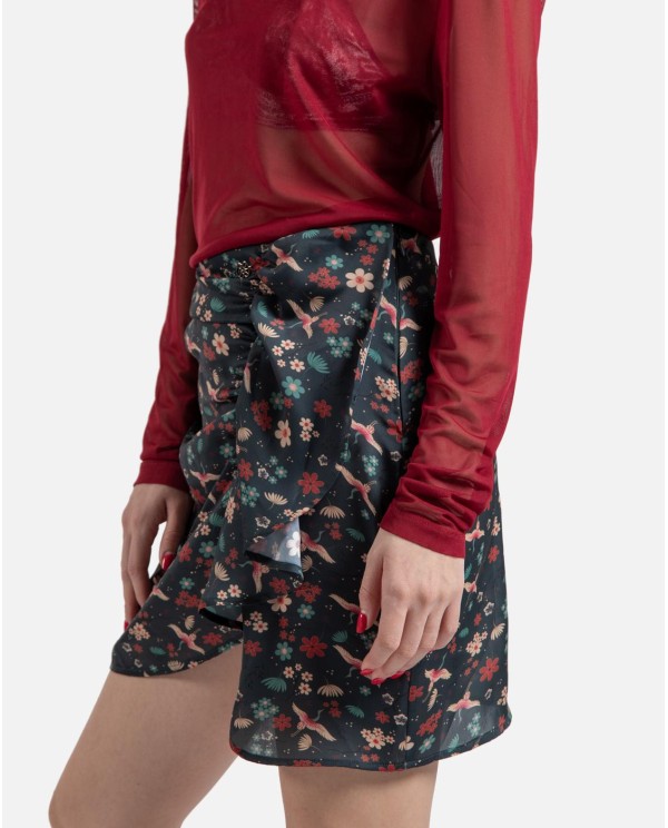 Cuplé MINI FALDA VOLANTE SATEN ESTAMPADO ASIÁTICO COMPRAR AHORA