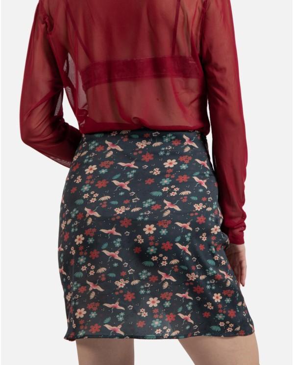 Cuplé MINI FALDA VOLANTE SATEN ESTAMPADO ASIÁTICO COMPRAR AHORA