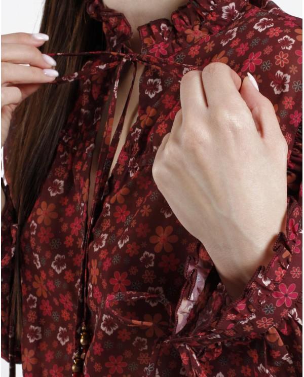 Cuplé BLUSA VOLANTES GASA ESTAMPADO FLORES LIBERTY Precio de fábrica
