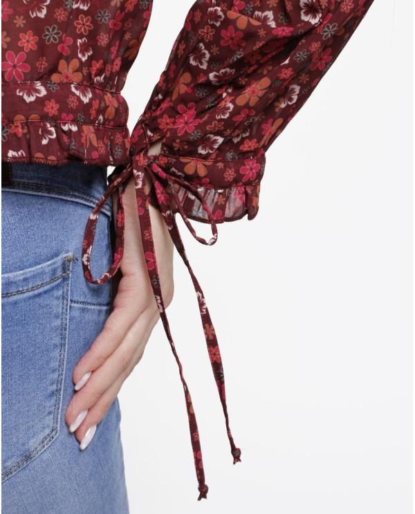 Cuplé BLUSA VOLANTES GASA ESTAMPADO FLORES LIBERTY Precio de fábrica