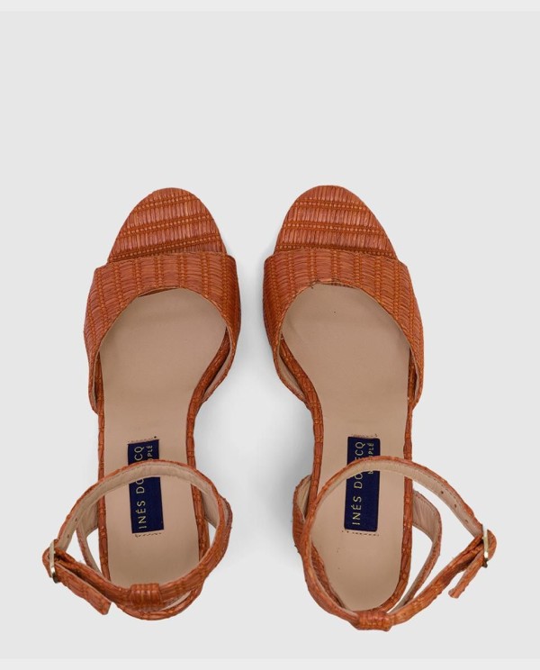 Cuplé SANDALIA ALMUÑECAR RAFIA NARANJA Ofertas de temporada