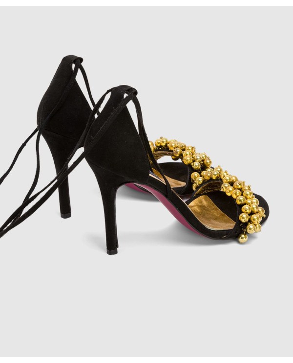 Cuplé SANDALIA RONDA TACON ULTRASUEDE NEGRO Ofertas especiales