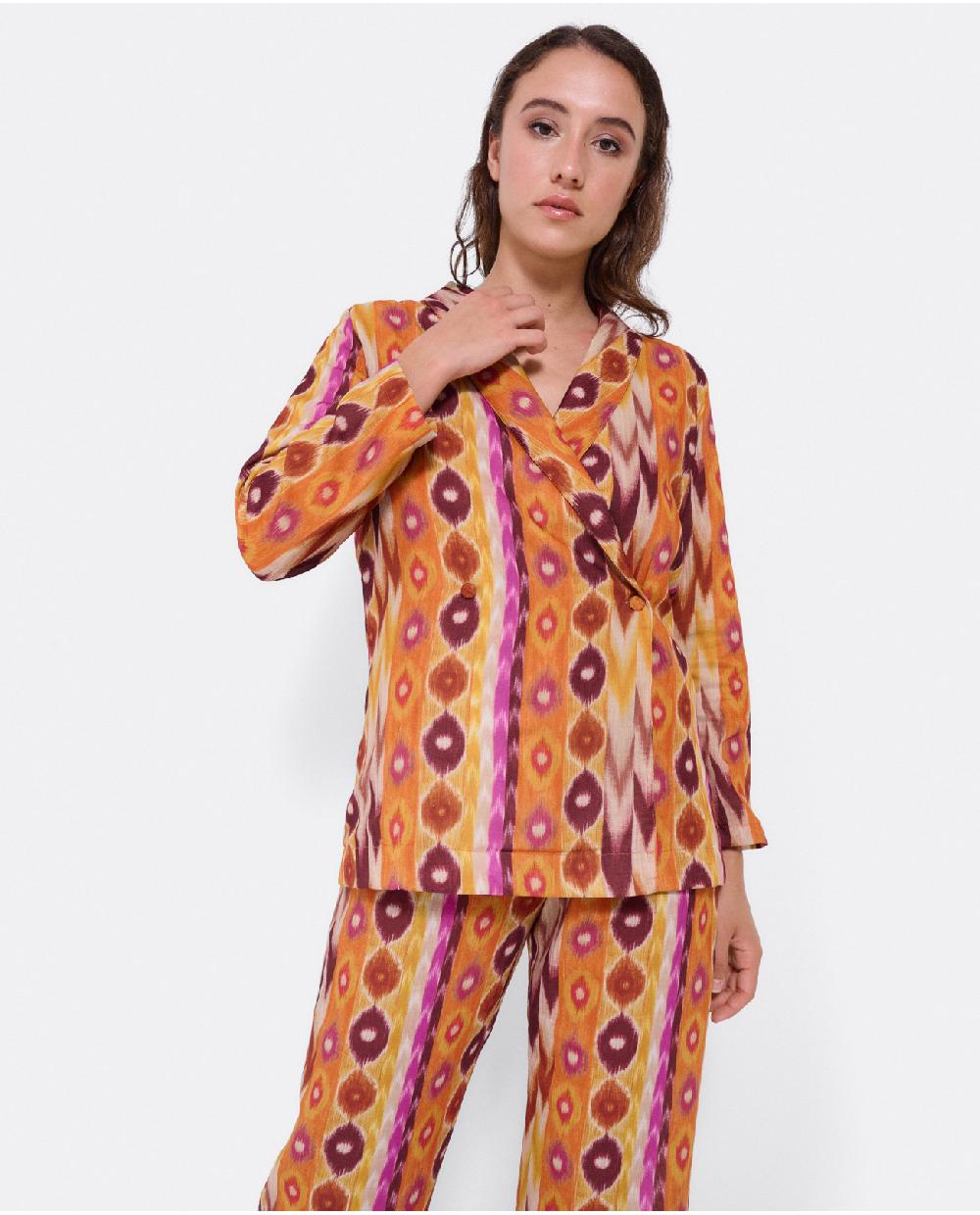 Cuplé CHAQUETA CRUZADA TEJIDO ESTAMPADO ÉTNICO Ventas relámpago