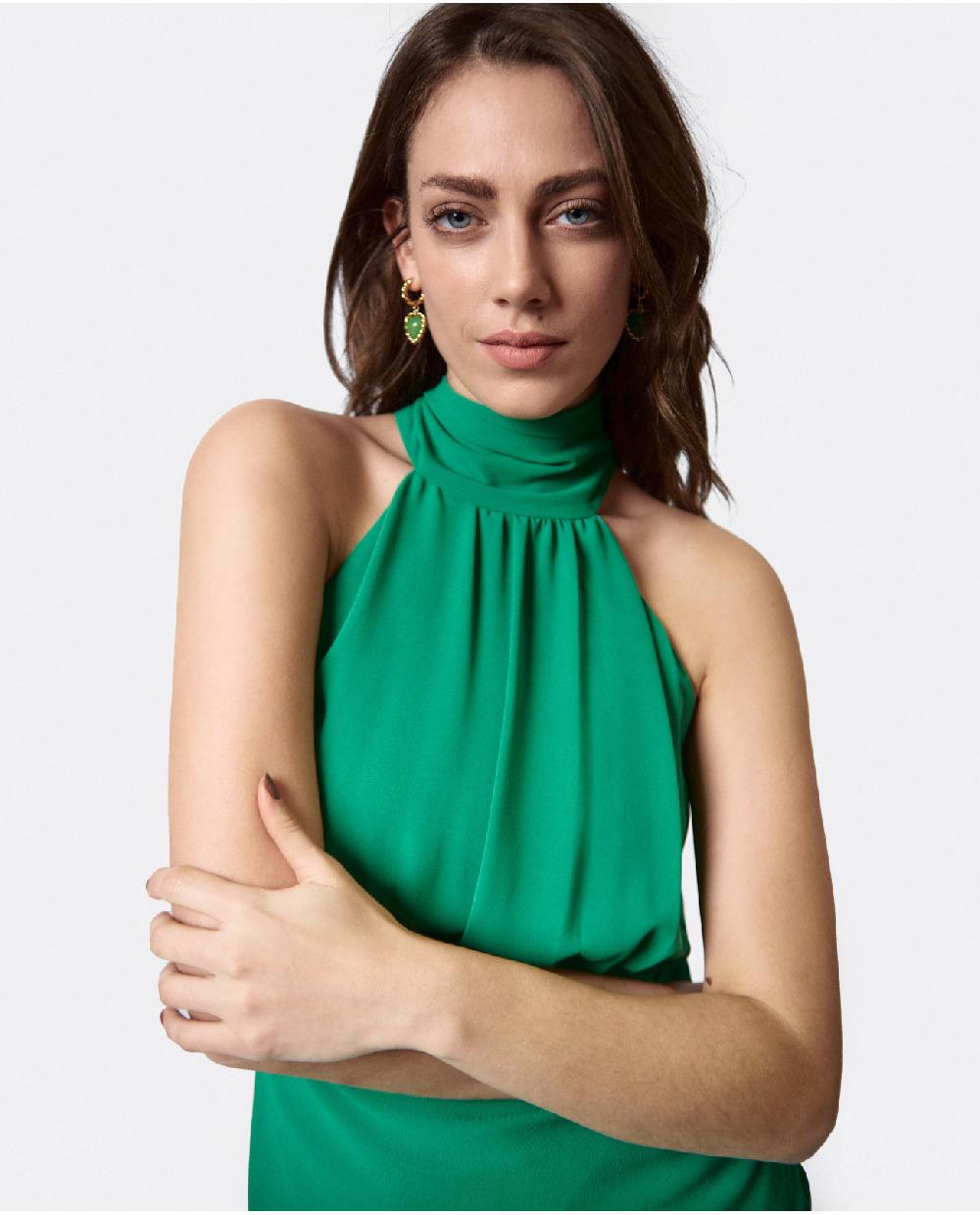 Cuplé VESTIDO ESCOTE HALTER GASA VERDE Mejor oferta