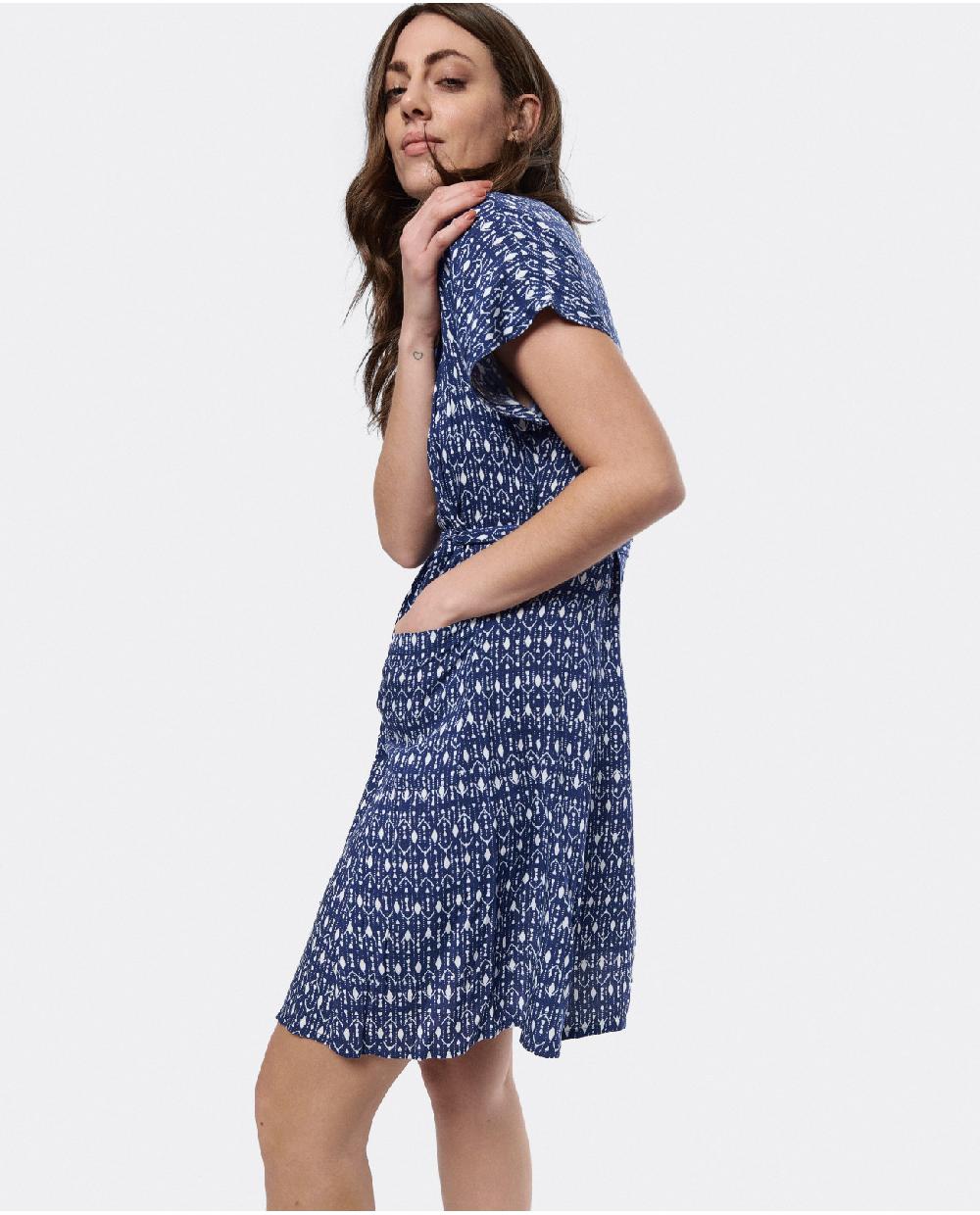 Cuplé VESTIDO MINI ANUDADO VISCOSA GEOMETRICO AZUL Rebajas online