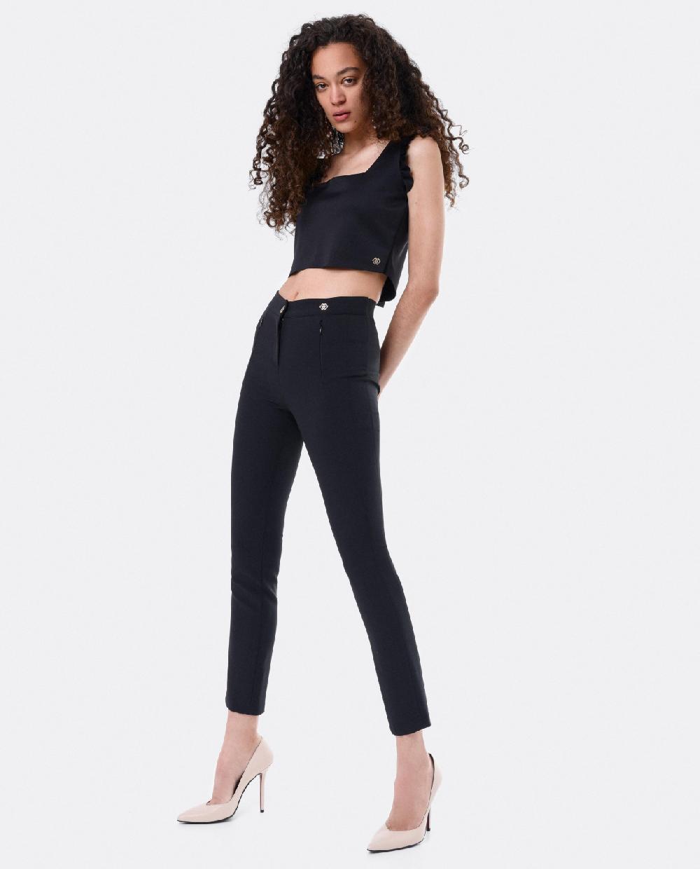 Cuplé CROP TOP VOLANTE NEOPRENO NEGRO Rebajas top