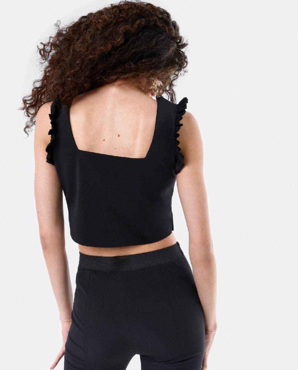 Cuplé CROP TOP VOLANTE NEOPRENO NEGRO Rebajas top