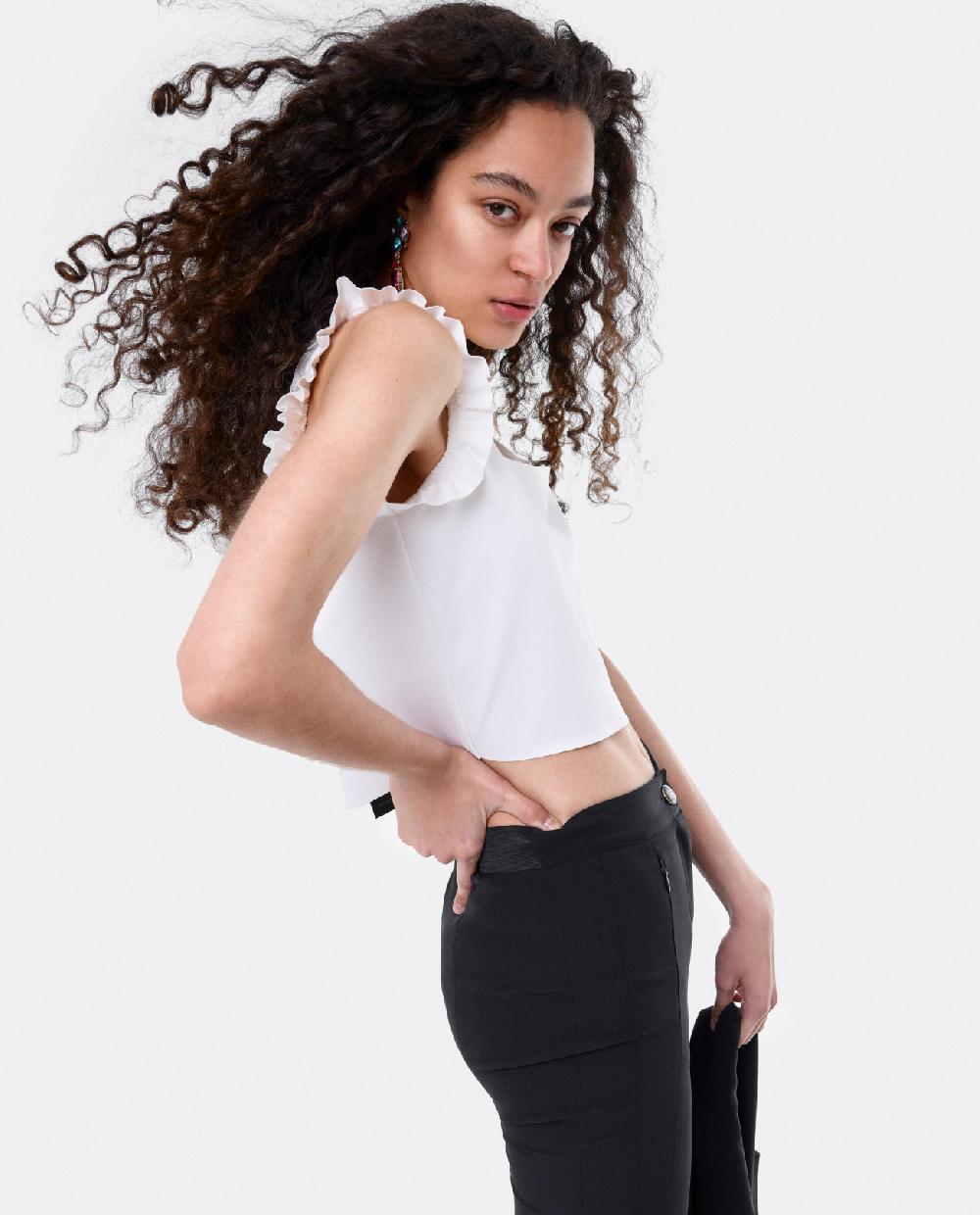 Cuplé CROP TOP VOLANTE NEOPRENO BLANCO Envío gratis
