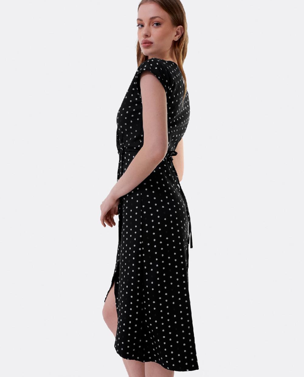 Cuplé VESTIDO MIDI CRUZADO CREP LUNARES BLANCO NEGRO Últimos 2 días