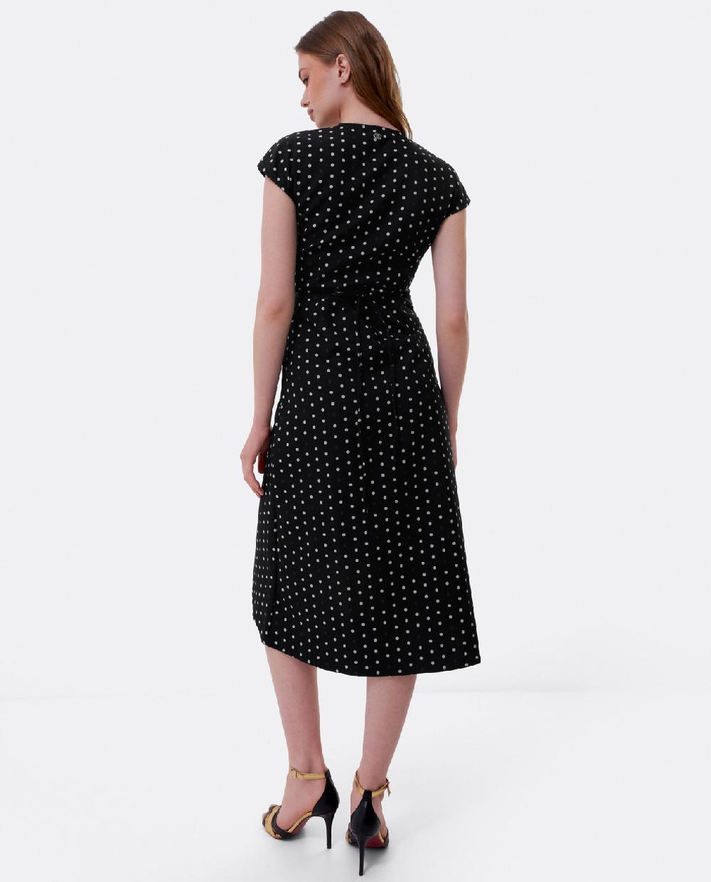 Cuplé VESTIDO MIDI CRUZADO CREP LUNARES BLANCO NEGRO Últimos 2 días