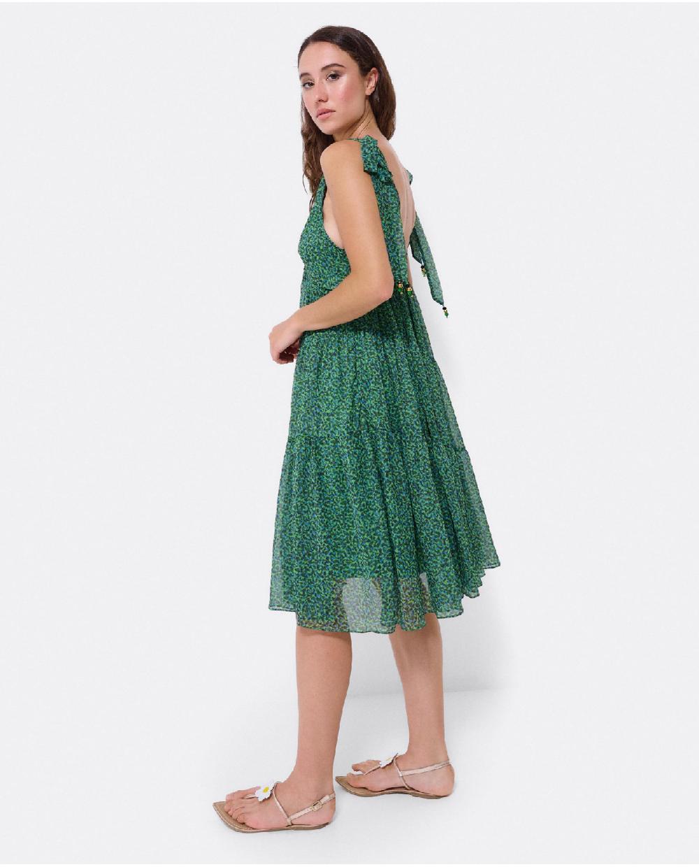 Cuplé MINI VESTIDO VUELO GASA LEOPARDO VERDE Oferta especial de fábrica