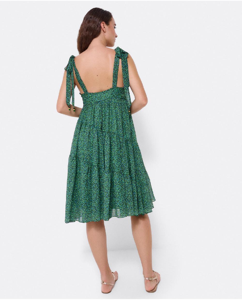 Cuplé MINI VESTIDO VUELO GASA LEOPARDO VERDE Oferta especial de fábrica
