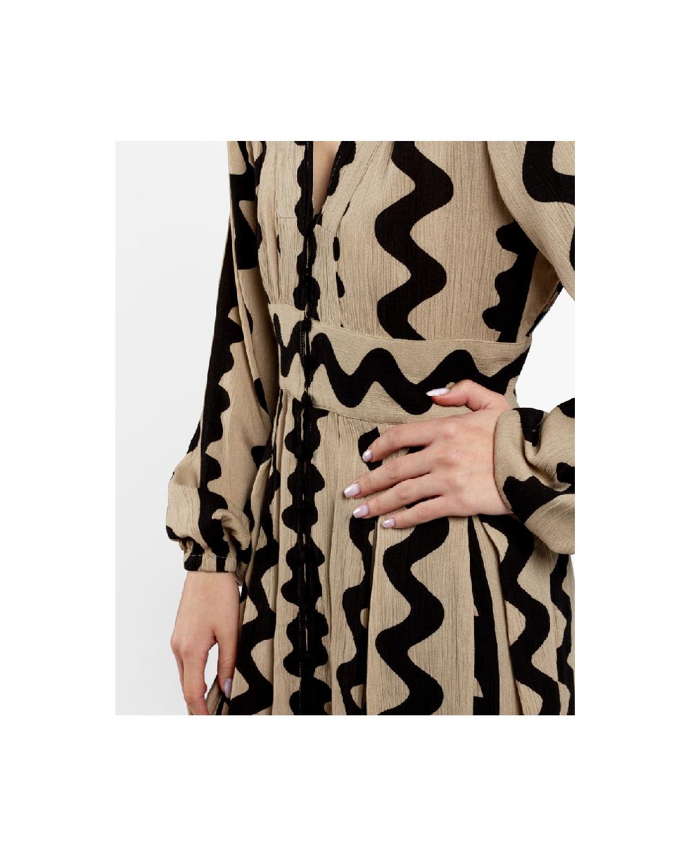 Cuplé VESTIDO MIDI BOTONES CREP BEIG Promoción trimestral