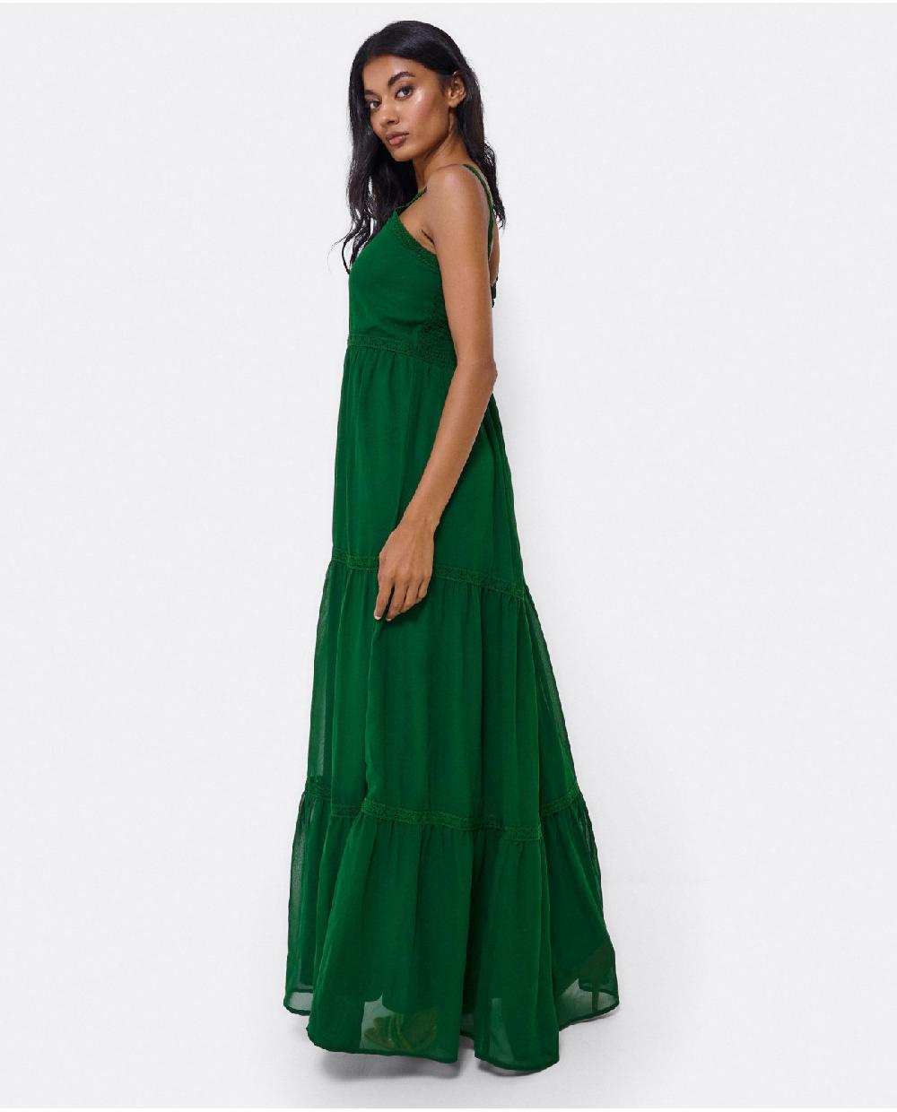 Cuplé MAXI VESTIDO TIRANTES ENCAJE ALGODON VERDE Superdescuento