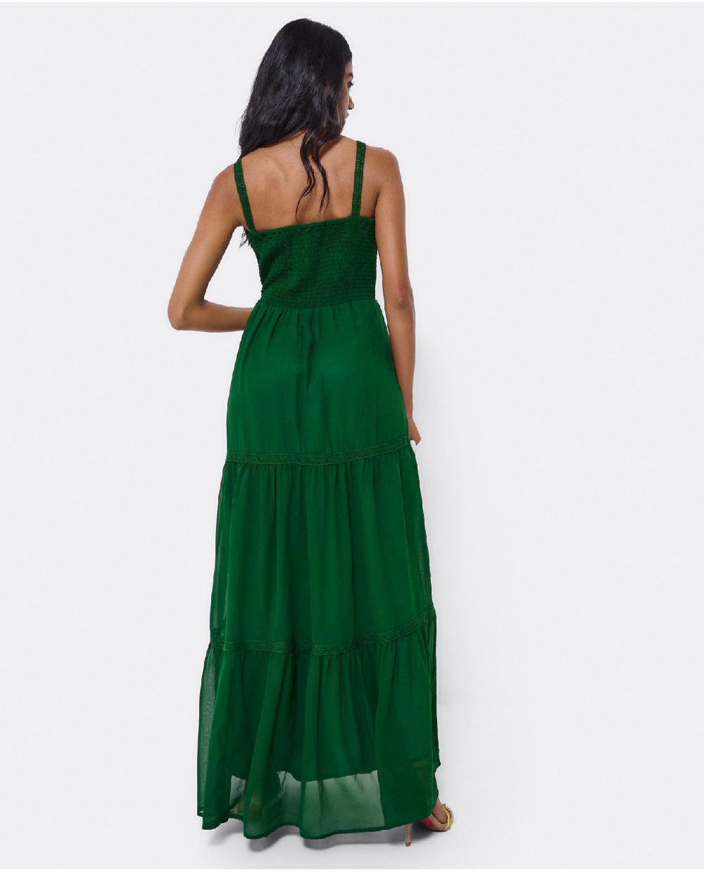 Cuplé MAXI VESTIDO TIRANTES ENCAJE ALGODON VERDE Superdescuento