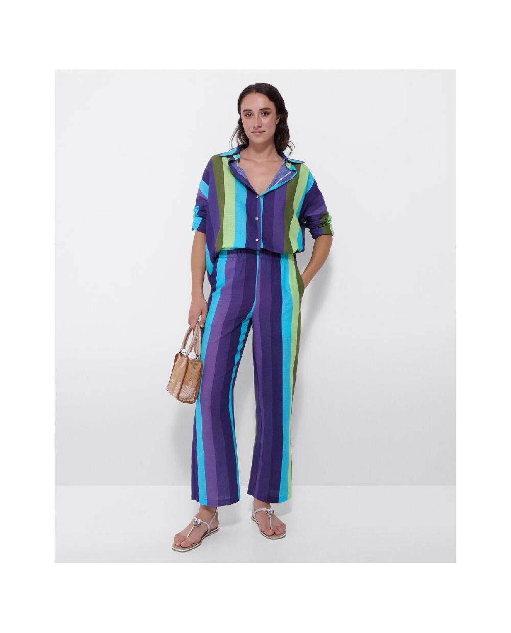 Cuplé CAMISA OVERSIZE ALGODON RAYAS AZUL Grandes descuentos