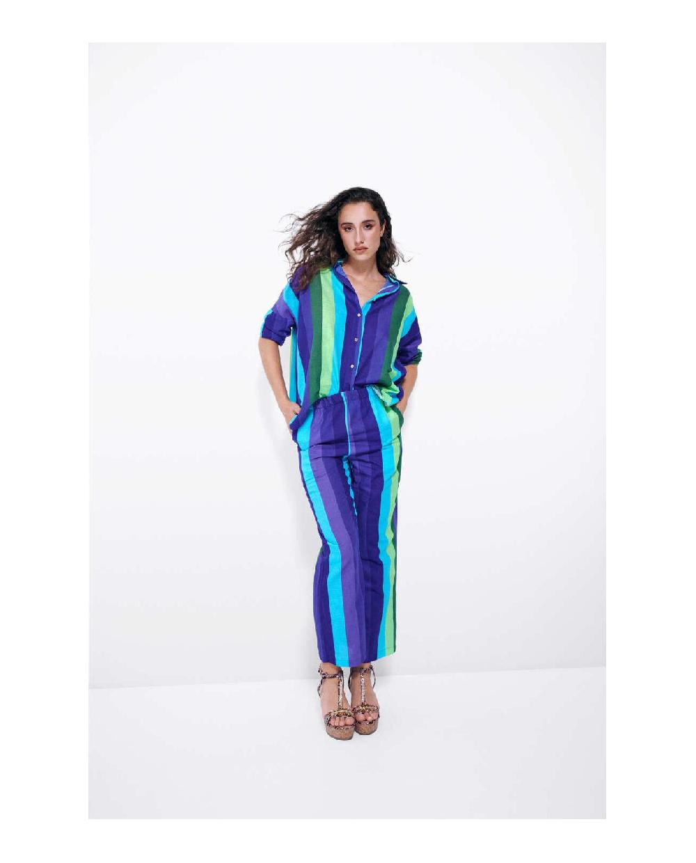 Cuplé CAMISA OVERSIZE ALGODON RAYAS AZUL Grandes descuentos