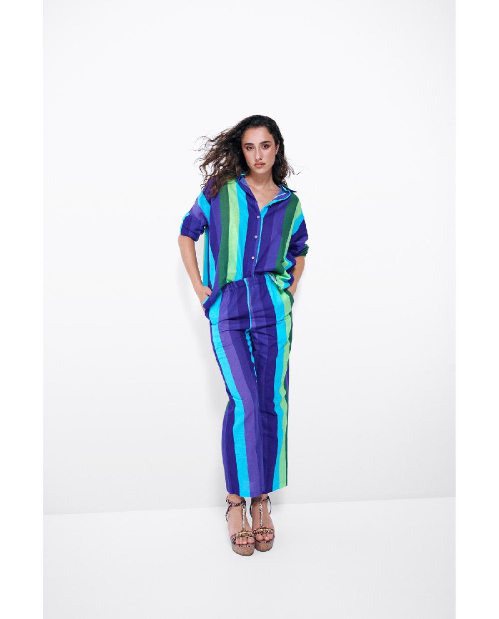 Cuplé PANTALON RECTO ALGODON RAYAS AZUL Liquidación