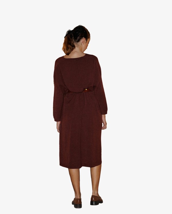 Cuplé VESTIDO MAXI DE PUNTO EN BURDEOS CON ESCOTE EN V En oferta