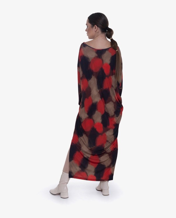 Cuplé VESTIDO ASIMÉTRICO PUNTO ACUARELA ROJO Oferta exclusiva